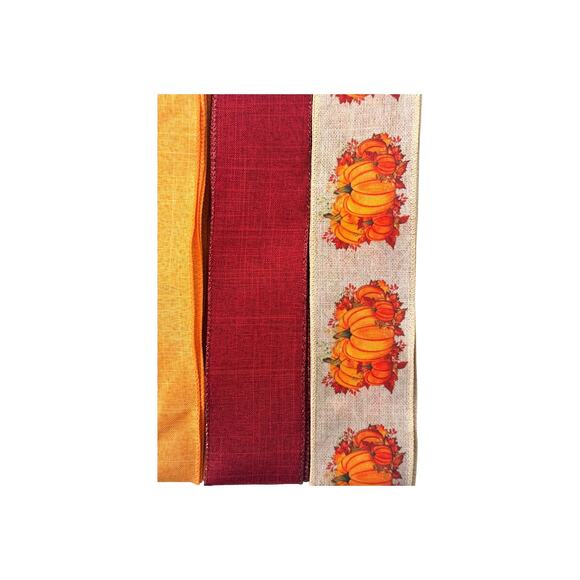 Red Truck Autumn Pumpkin Sign & Ribbons Bundle Set, DIY Wreath Making Kit - Picture 4 of 5